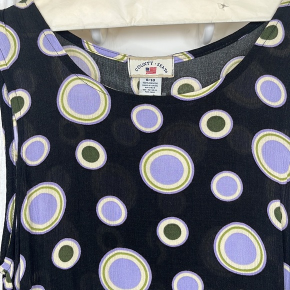 Long Black & Purple Polka Dot Sundress - SZ 9/10 - Picture 4 of 7